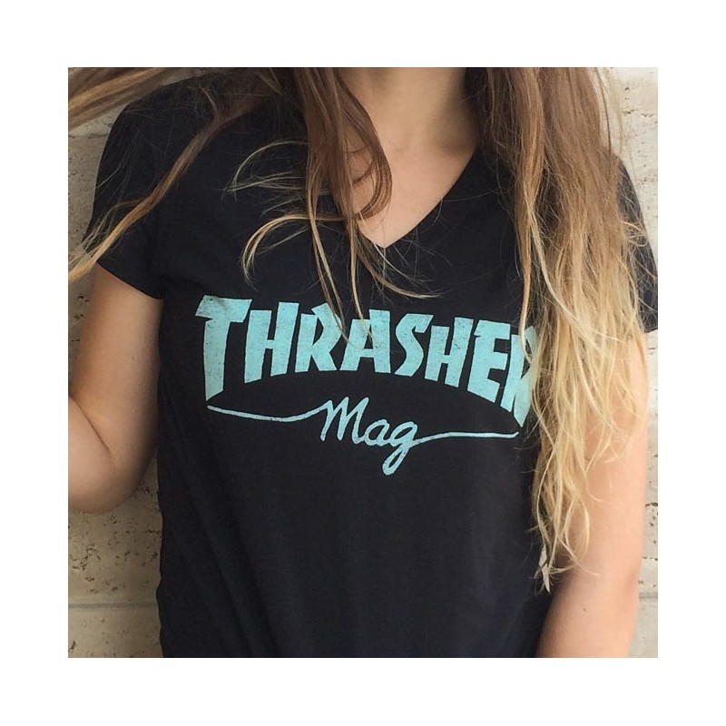 Camiseta Chica Thrasher  - Mag Logo Vneck Black