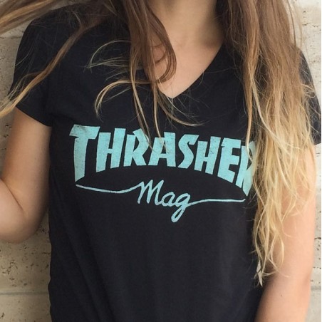 Camiseta Chica Thrasher Mag Logo Vneck Black
